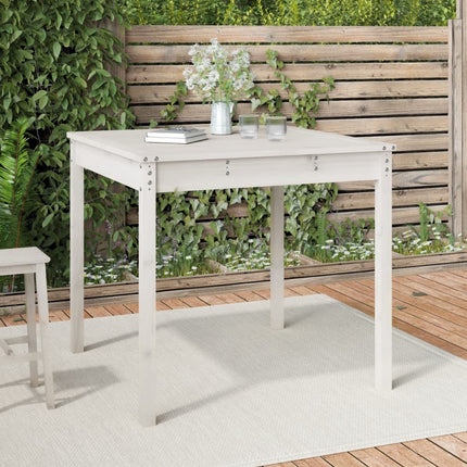 Trädgårdsbord vit 82,5x82,5x76 cm massiv furu