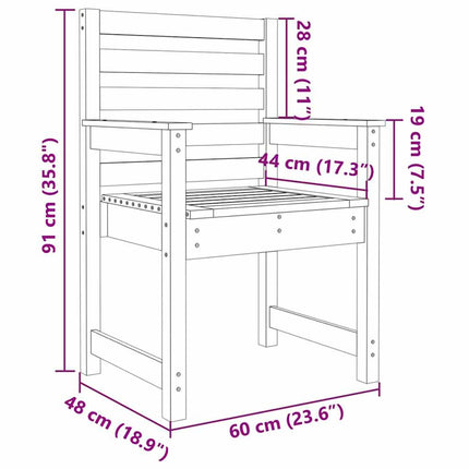 Trädgårdsstolar 2 st 60x48x91 cm massivt douglasträ