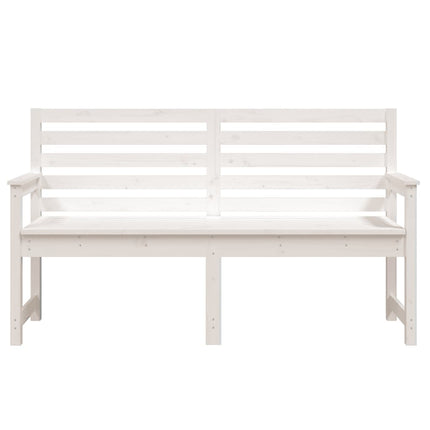 Trädgårdsbänk vit 159,5x48x91,5 cm massiv furu
