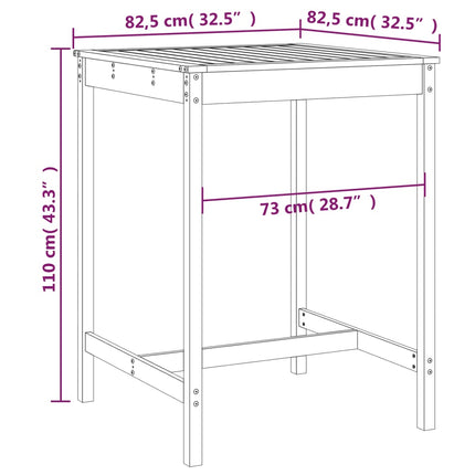 Trädgårdsbord grå 82,5x82,5x110 cm massiv furu