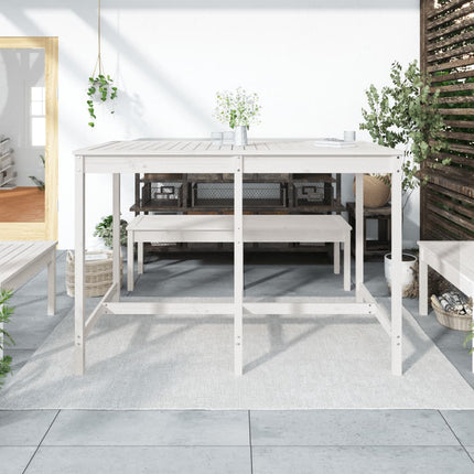 Trädgårdsbord vit 159,5x82,5x110 cm massiv furu