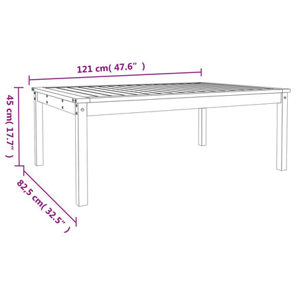 Trädgårdsbord vit 121x82,5x45 cm massiv furu