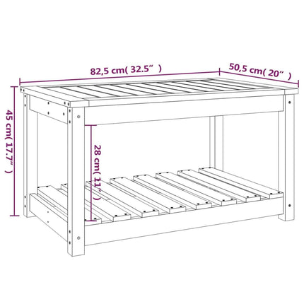 Trädgårdsbord vit 82,5x50,5x45 cm massiv furu