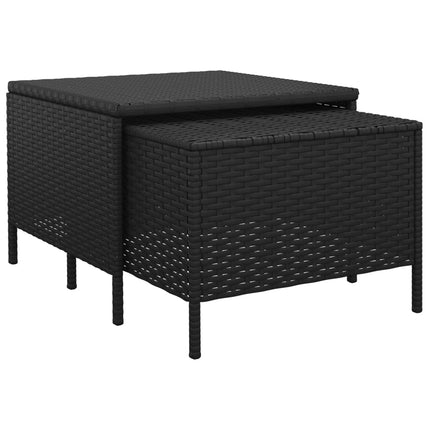Loungegrupp för trädgården med dynor 4 delar svart konstrotting