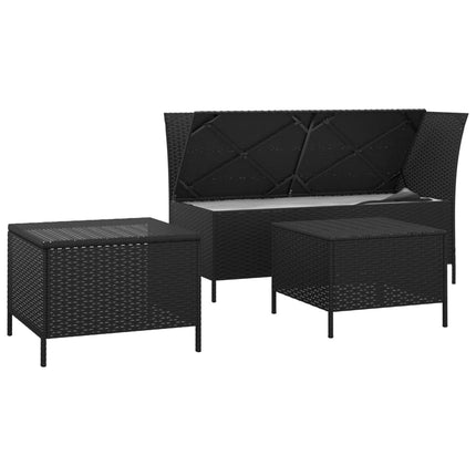 Loungegrupp för trädgården med dynor 3 delar svart konstrotting