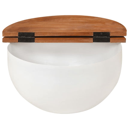 Soffbord vit 50x27 cm massivt återvunnet trä