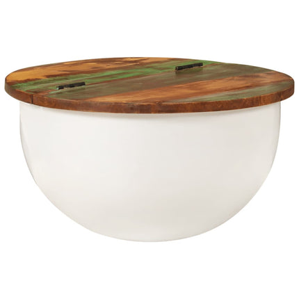 Soffbord vit 50x27 cm massivt återvunnet trä