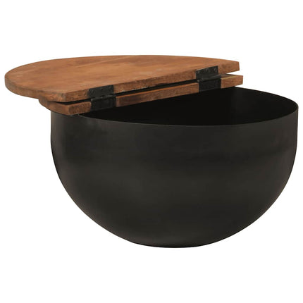 Soffbord svart 50x27 cm massivt återvunnet trä