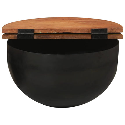 Soffbord svart 50x27 cm massivt återvunnet trä