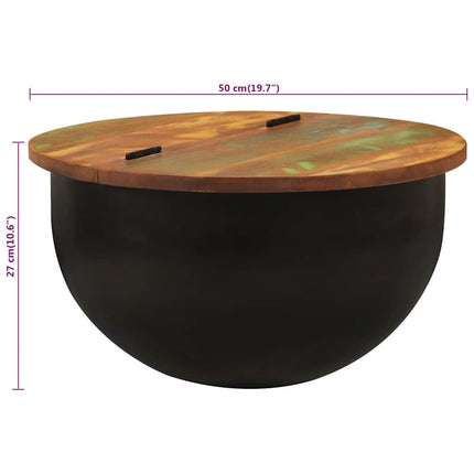 Soffbord svart 50x27 cm massivt återvunnet trä