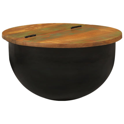 Soffbord svart 50x27 cm massivt återvunnet trä