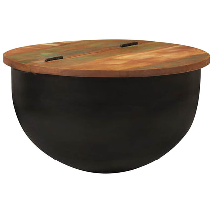 Soffbord svart 50x27 cm massivt återvunnet trä