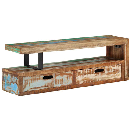 TV-bänk (118-200) x 30 x 40 cm massivt återvunnet trä