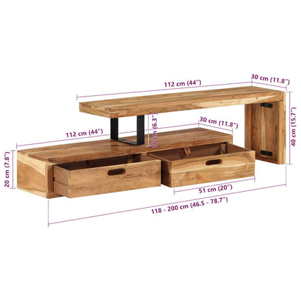 TV-bänk (118-200) x 30x40 cm massivt trä akacia