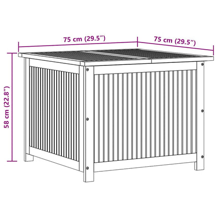 Dynbox 75x75x58 cm massivt akaciaträ