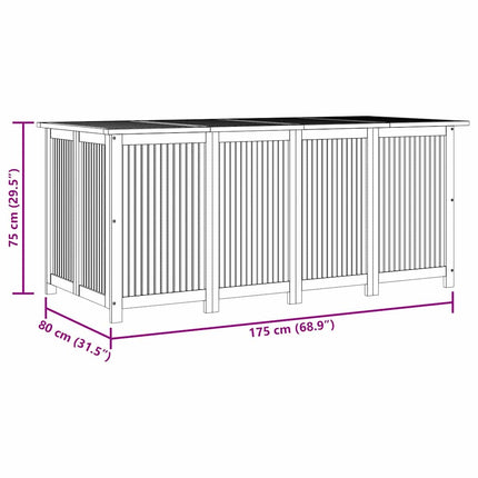 Dynbox 175x80x75 cm massivt akaciaträ