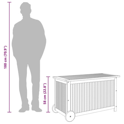 Dynbox med hjul 90x50x58 cm massivt akaciaträ