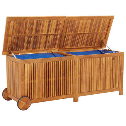 Dynbox med hjul 150x50x58 cm massivt akaciaträ