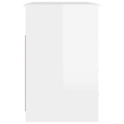 Skrivbord med lådor vit högglans 102x50x76 cm konstruerat trä