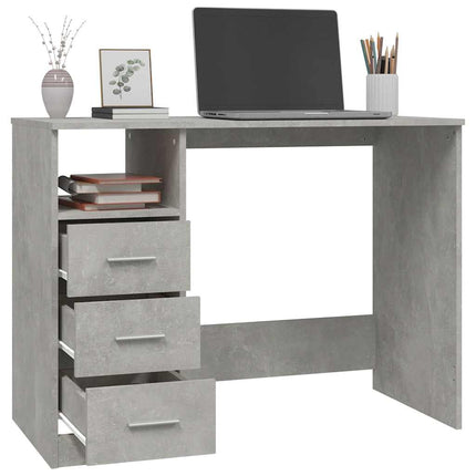 Skrivbord med lådor betonggrå 102x50x76 cm konstruerat trä