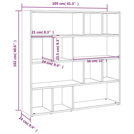 Bokhylla/rumsavdelare sonoma-ek 105x24x102 cm