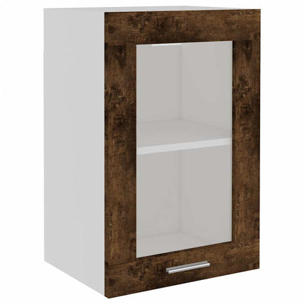 Väggskåp glas “Lyon” rökfärgad ek 40x31x60 cm konstruerat trä