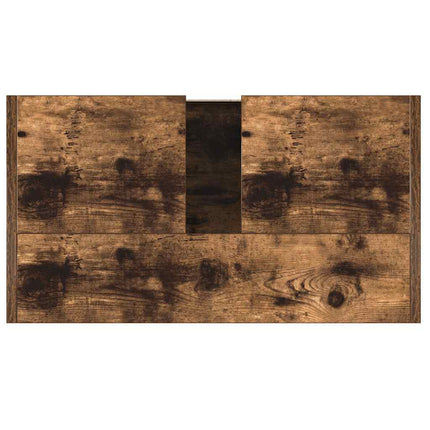 Badrumsskåp rökfärgad ek 60x33x61 cm konstruerat trä