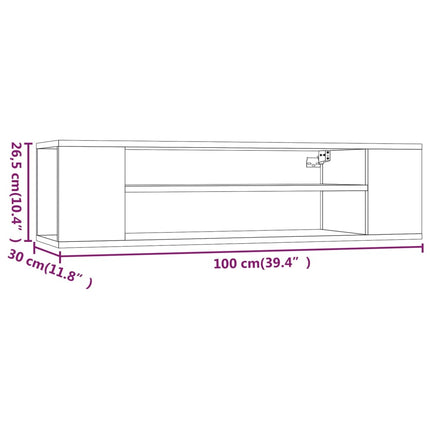 Väggmonterad tv-bänk grå sonoma 100x30x26,5 cm konstruerat trä