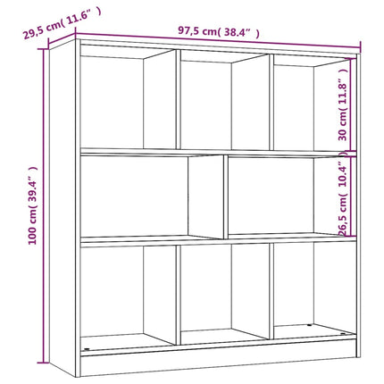 Bokhylla rökfärgad ek 97,5x29,5x100 cm konstruerat trä