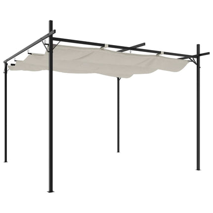 Pergola med infällbart tak gräddvit 295x292x230 cm