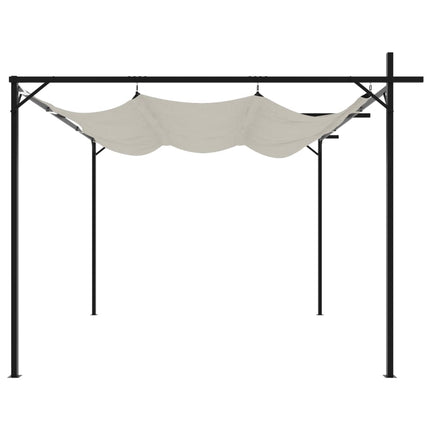 Pergola med infällbart tak gräddvit 295x292x230 cm