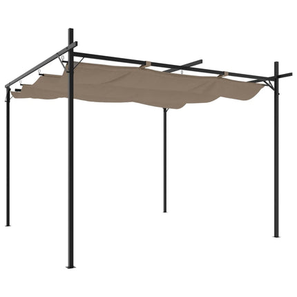Pergola med infällbart tak taupe 295x292x230 cm