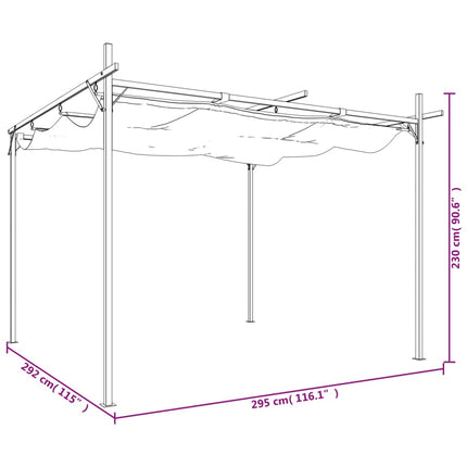Pergola med infällbart tak taupe 295x292x230 cm