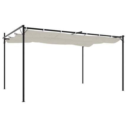 Pergola med infällbart tak gräddvit 395x292x230 cm