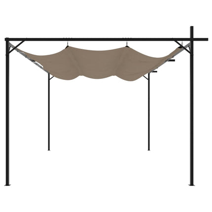 Pergola med infällbart tak taupe 395x292x230 cm