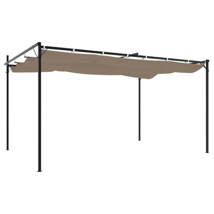 Pergola med infällbart tak taupe 395x292x230 cm