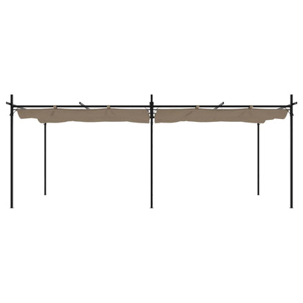 Pergola med infällbart tak taupe 589x292x230 cm