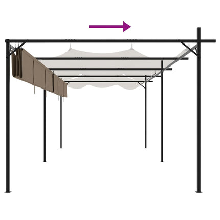 Pergola med infällbart tak taupe 589x292x230 cm