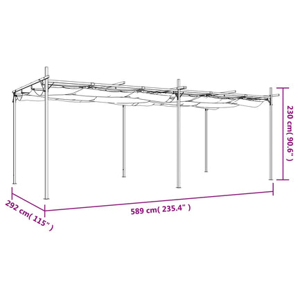 Pergola med infällbart tak taupe 589x292x230 cm