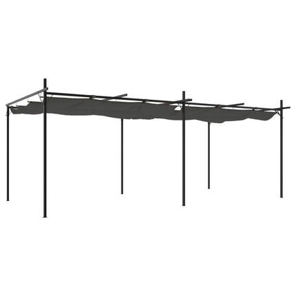 Pergola med infällbart tak antracit 589x292x230 cm