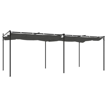 Pergola med infällbart tak antracit 589x292x230 cm