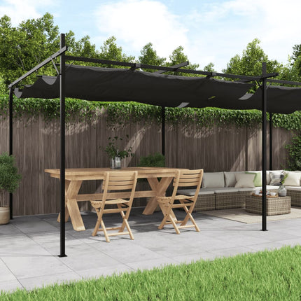 Pergola med infällbart tak antracit 589x292x230 cm