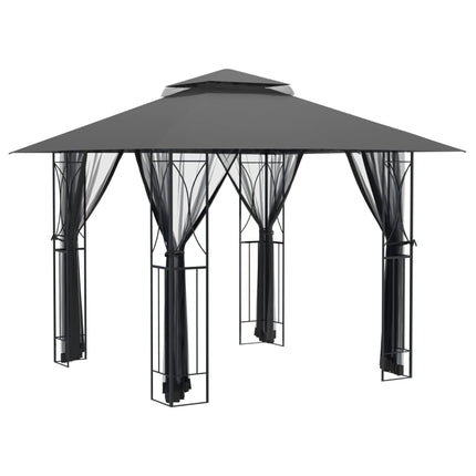 Paviljong med sidoväggar antracit 300x300x270 cm stål