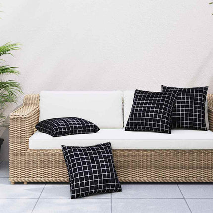 Spridda Kuddar 4 pcs Svart Rutigt 40 x 40 cm Polyester Tyg