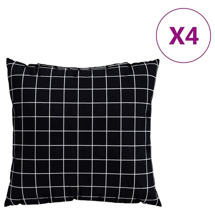 Spridda Kuddar 4 pcs Svart Rutigt 50 x 50 cm Polyester Tyg