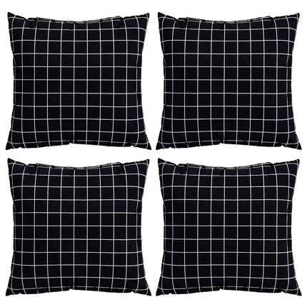 Spridda Kuddar 4 pcs Svart Rutigt 60 x 60 cm Polyester Tyg