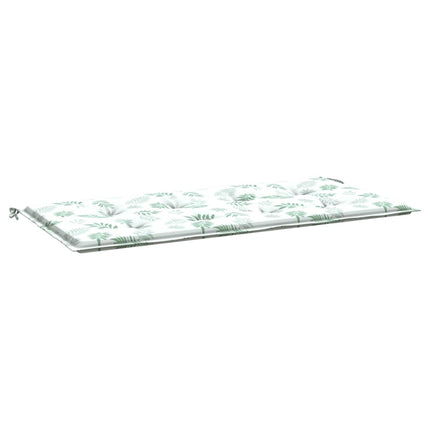 Bänkdyna för trädgården bladmönster 120x50x3 cm oxfordtyg