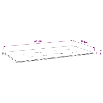 Bänkdyna för trädgården bladmönster 120x50x3 cm oxfordtyg
