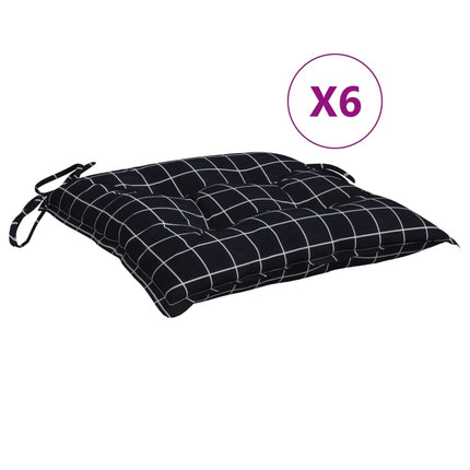 Stolsdynor 6 st svartrutig 50x50x7 cm oxfordtyg