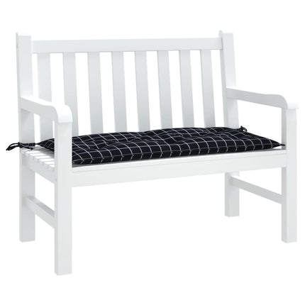 Bänkdyna för trädgården svartrutig 100x50x7 cm oxfordtyg